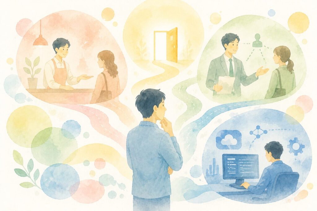 就職、転職活動でやりたい仕事探し_イラスト