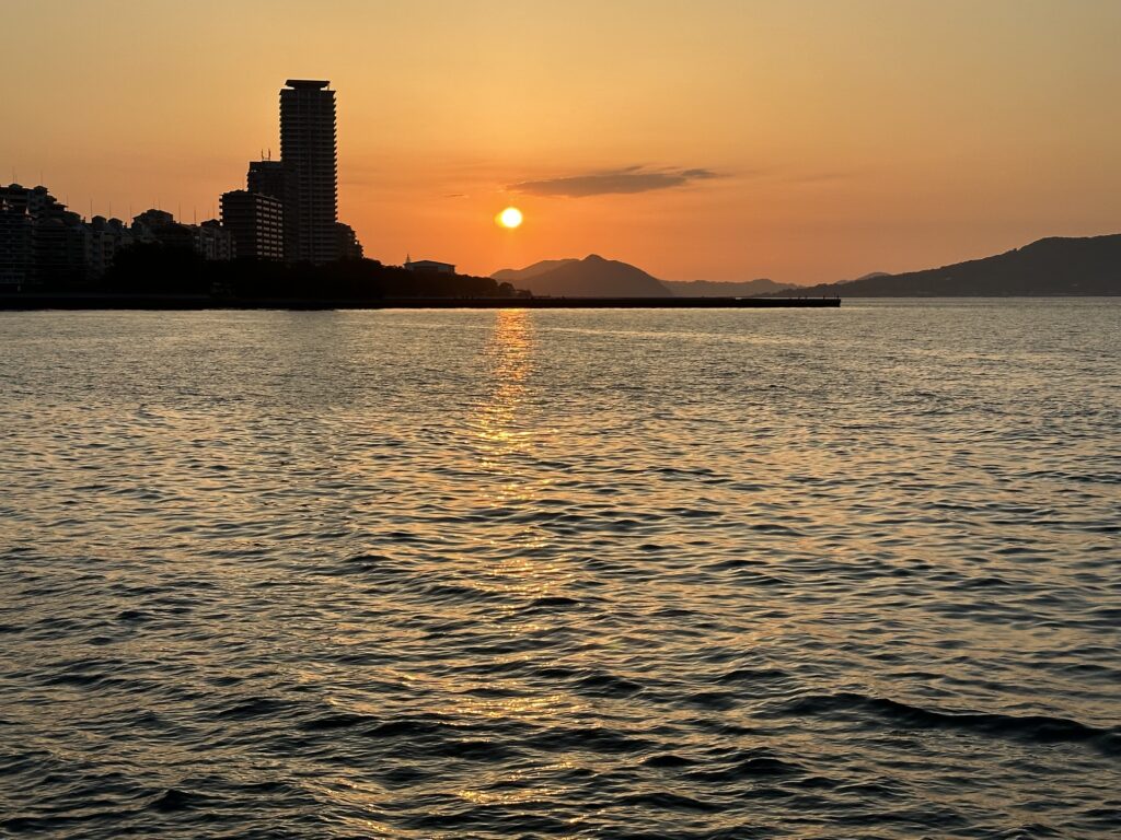 パートナーと見た夕日